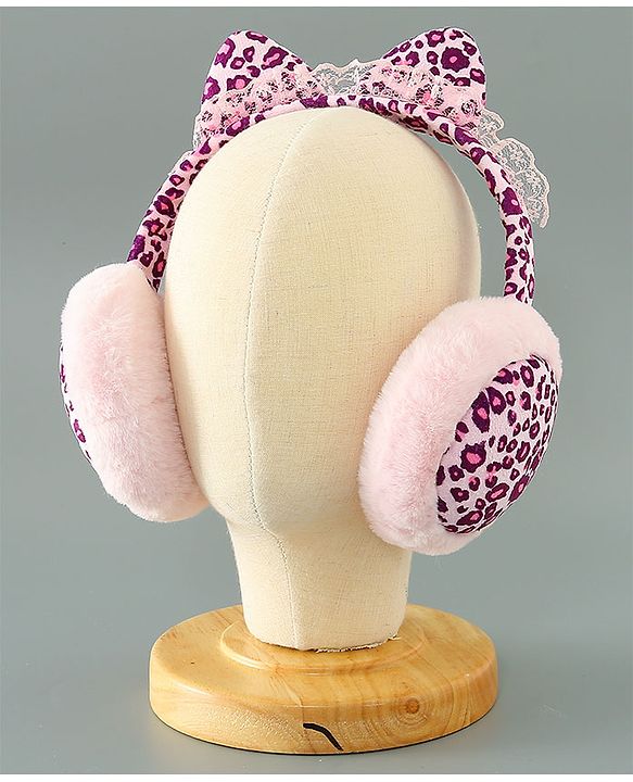 Babyhug Ear Muffs Leopard Design - Pink
