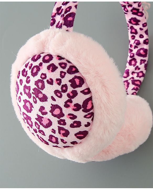 Babyhug Ear Muffs Leopard Design - Pink