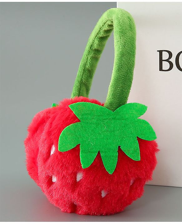 Babyhug Ear Muffs with Strawberry Design - Red & Green