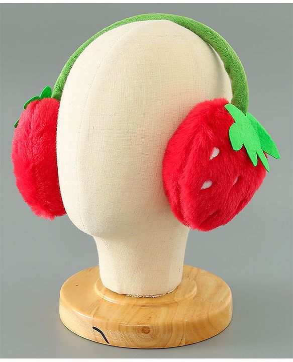 Babyhug Ear Muffs with Strawberry Design - Red & Green