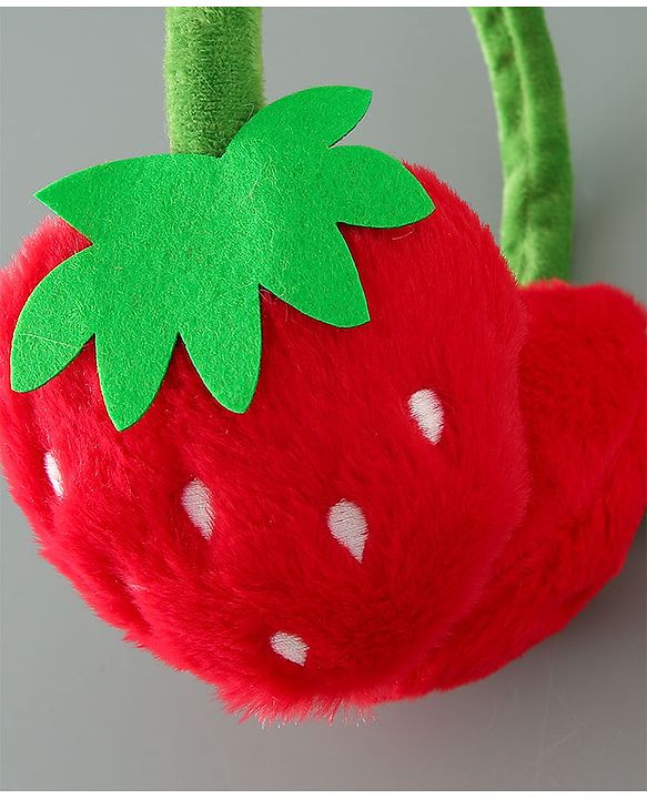 Babyhug Ear Muffs with Strawberry Design - Red & Green