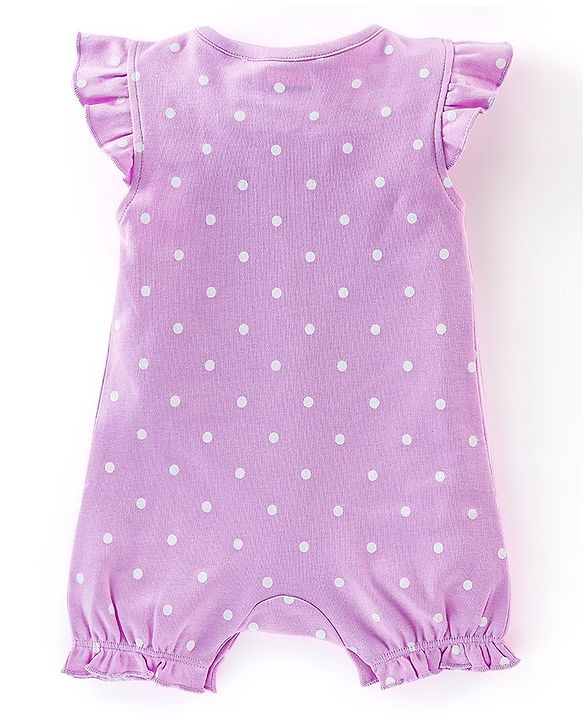 Babyhug 100% Cotton Frill Sleeves Romper Dot & Popsicle Print Pack of 2- Pink & Purple
