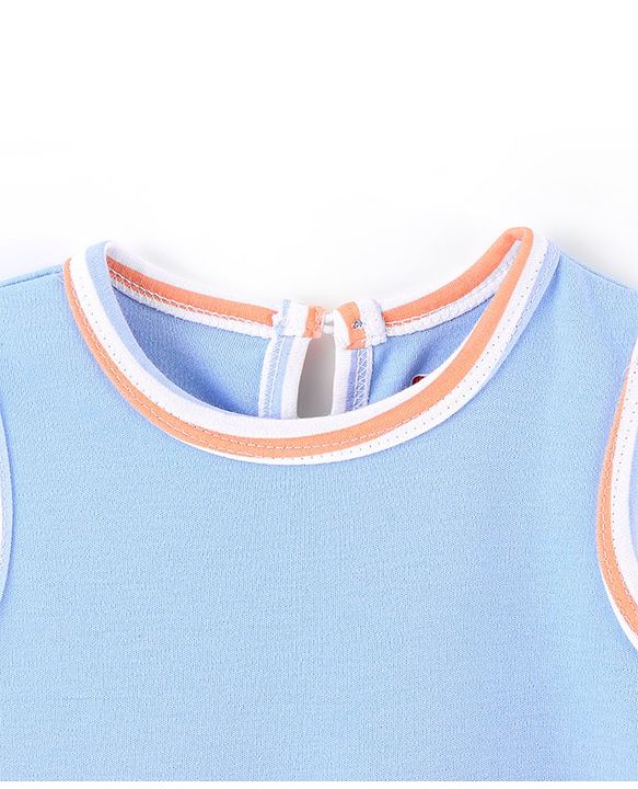 Babyhug 100% Cotton Knit Sleeveless Striped Frock - Blue