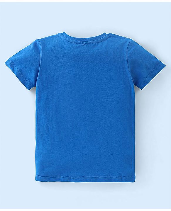 Babyhug Cotton Jersey Half Sleeves Striped T-Shirts with Text Print - Blue & White