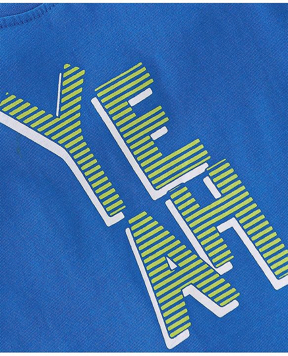 Babyhug Cotton Jersey Half Sleeves Striped T-Shirts with Text Print - Blue & White