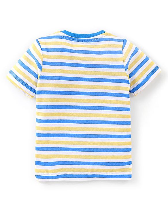Babyhug Cotton Half Sleeves T-Shirts Pack of 7 with Crab & Boat Print - Yellow & Blue