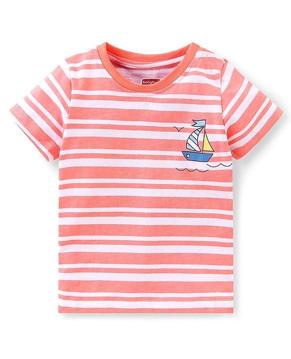 Babyhug Cotton Half Sleeves T-Shirts Pack of 7 with Crab & Boat Print - Yellow & Blue