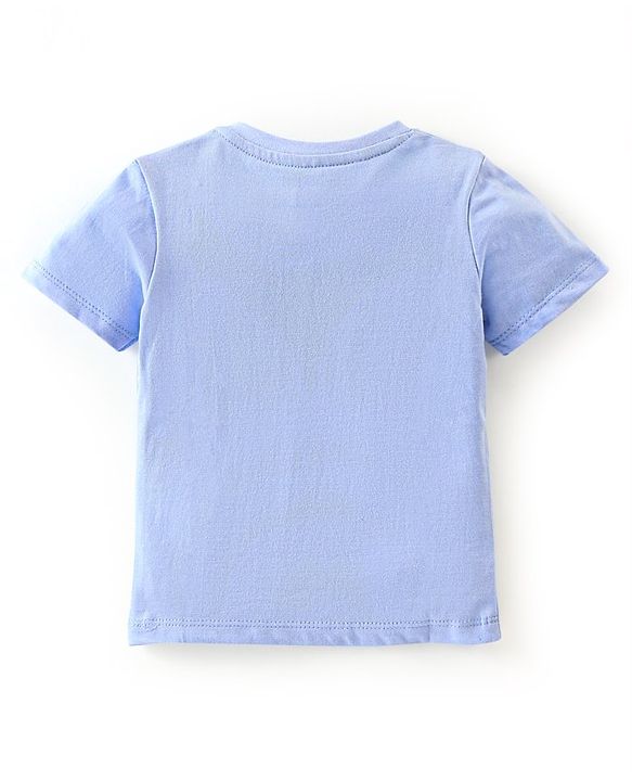 Babyhug Cotton Jersey Knit Half Sleeves T-Shirt with Racer Print - Blue
