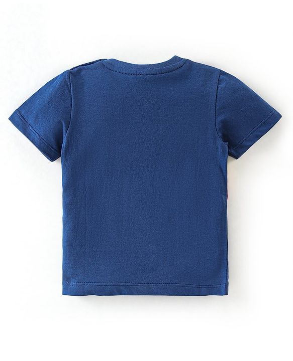 Babyhug Cotton Jersey Knit Half Sleeves T-Shirt with Panda Print - Navy Blue