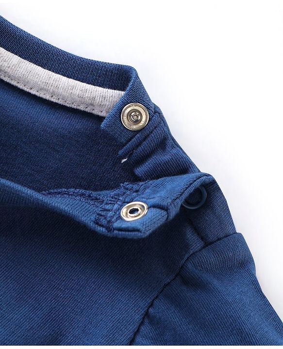 Babyhug Cotton Jersey Knit Half Sleeves T-Shirt with Panda Print - Navy Blue