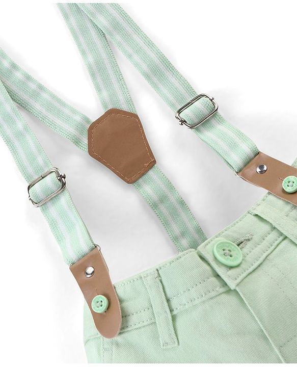Babyhug Cotton Mid Thigh Shorts with Suspender - Blue
