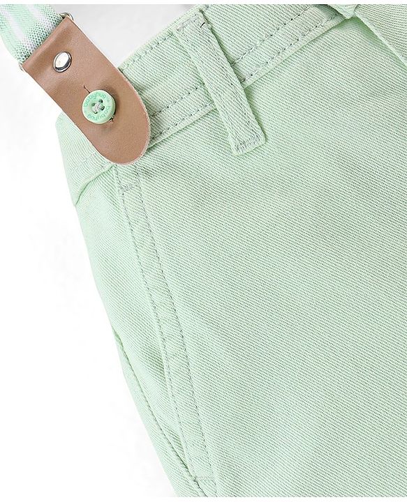 Babyhug Cotton Mid Thigh Shorts with Suspender - Blue