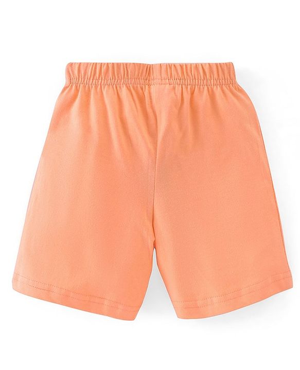 Babyhug Cotton Jersey Knit Mid Thigh Length Shorts Stripes & Marble Print Pack of 3 - Orange & Blue