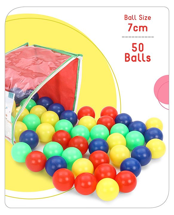 Babyhug 50 Pcs 7 cm Soft Plastic Ball Pack | BPA-Free Colorful Balls for Kids | Safe & Lightweight Play Balls for Ball Pits, Tents, Pools & Indoor Play |Soft-Edged |Multicolor Balls | BIS Certified