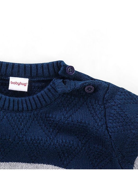 Babyhug Knit Full Sleeves Striped Design Sweater - Multicolor
