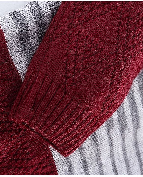 Babyhug Knit Full Sleeves Striped Design Sweater - Multicolor