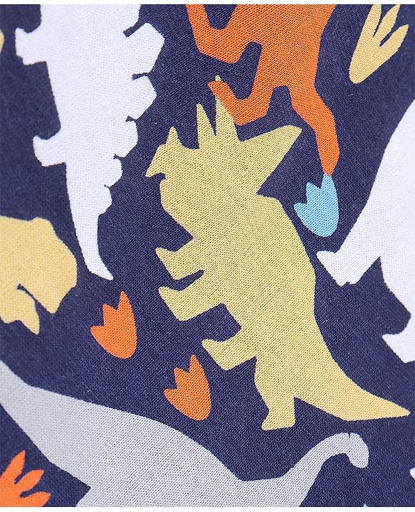 Babyhug Cotton Full Sleeves Night Suit Dino Print- Navy Blue