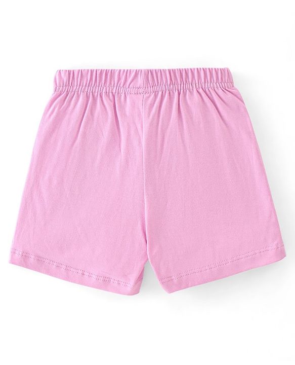 Babyhug Cotton Jersey Knit Mid Thigh Length Shorts Floral & Dot Print Pack of 3 - Pink Purple & Yellow