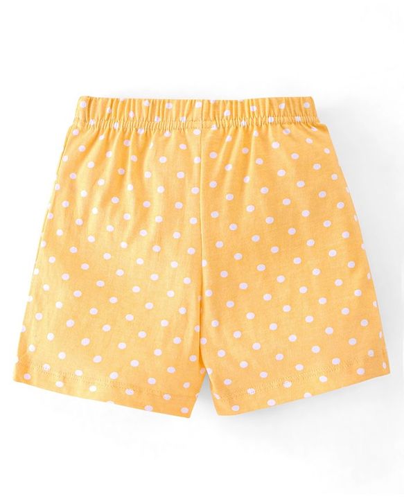 Babyhug Cotton Jersey Knit Mid Thigh Length Shorts Floral & Dot Print Pack of 3 - Pink Purple & Yellow