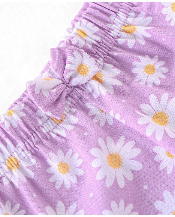 Babyhug Cotton Jersey Knit Mid Thigh Length Shorts Floral & Dot Print Pack of 3 - Pink Purple & Yellow