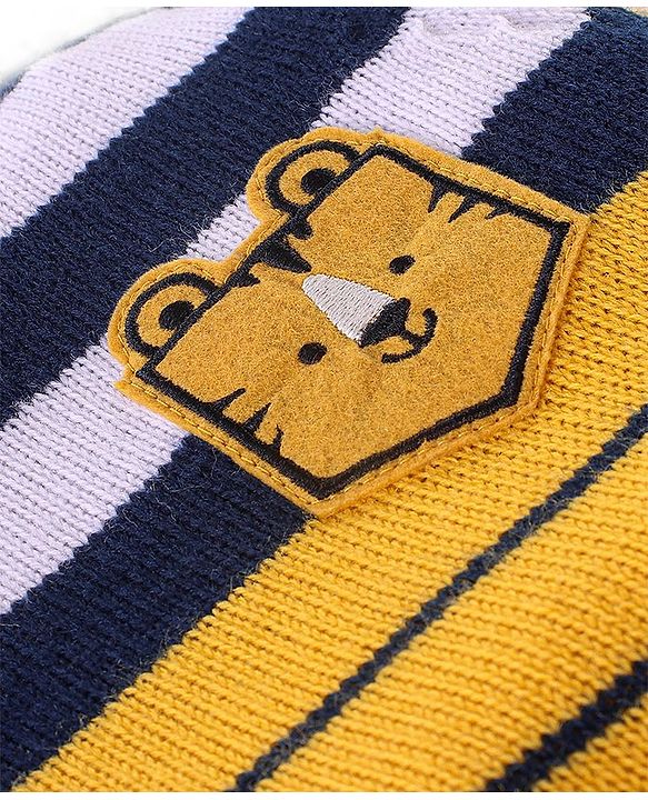 Babyhug Knit Full Sleeves Striped Sweater - Yellow & Navy Blue