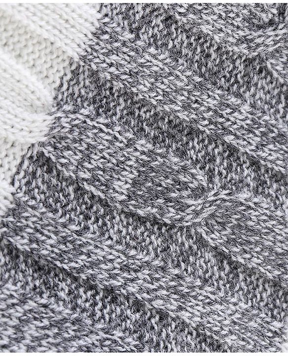 Babyhug Knit Full Sleeves Stripe Print Sweater - White & Grey
