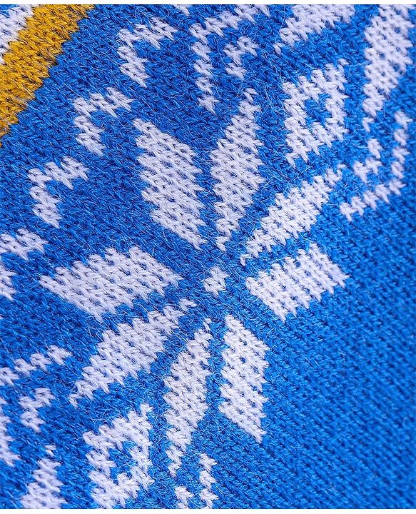 Babyhug Knit Full Sleeves Floral Design Sweater - Blue