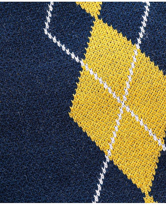 Babyhug Knit Full Sleeves Sweater With Kite Print - Navy Blue & Yellow