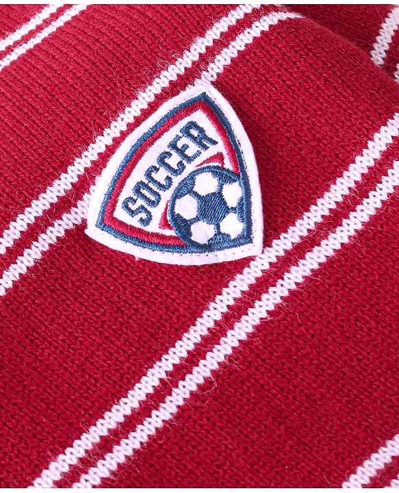 Babyhug Full Sleeves Sweater Stripes Design With Badge- Red