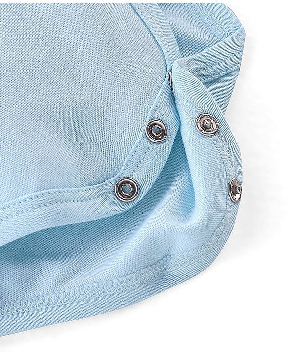 Babyhug 100% Cotton Knit Half Sleeves Onesies Boat Print - Blue