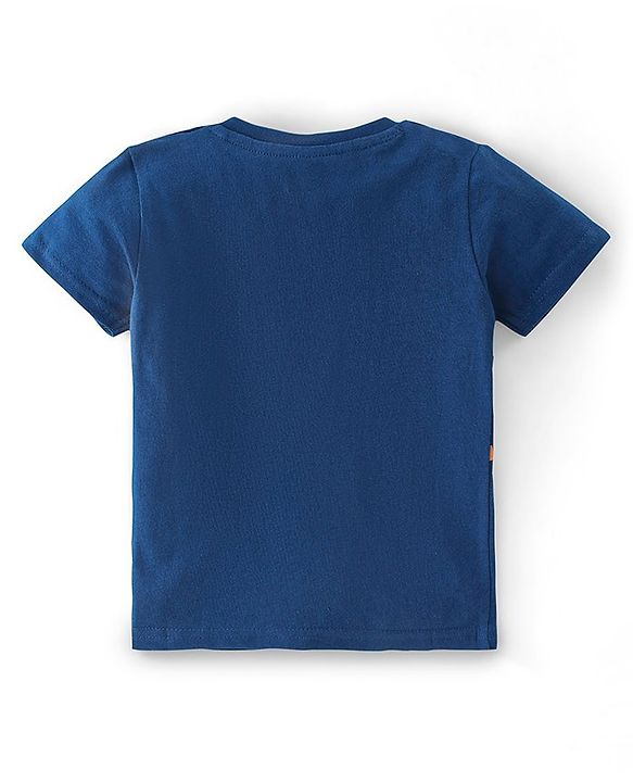 Babyhug Cotton Half Sleeves T-Shirt Football Print - Blue