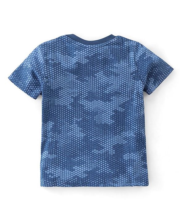 Babyhug Cotton Half Sleeves T-Shirt Basketball Print- Navy Blue