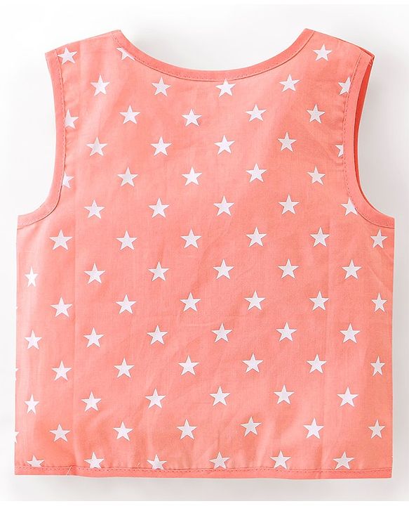 Babyhug 100% Cotton Woven Sleeveless Jhablas Star Print Pack of 5 - Pink Green & Blue