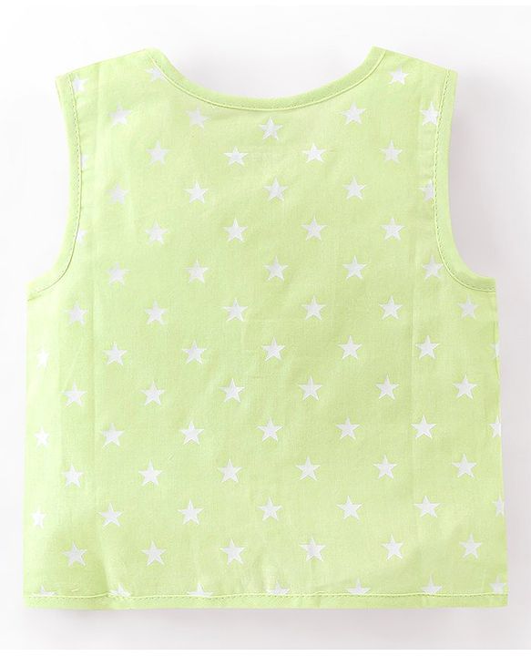 Babyhug 100% Cotton Woven Sleeveless Jhablas Star Print Pack of 5 - Pink Green & Blue