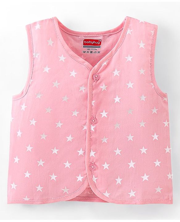 Babyhug 100% Cotton Woven Sleeveless Jhablas Star Print Pack of 5 - Pink Green & Blue