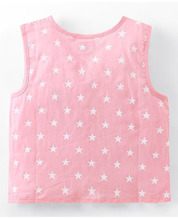 Babyhug 100% Cotton Woven Sleeveless Jhablas Star Print Pack of 5 - Pink Green & Blue