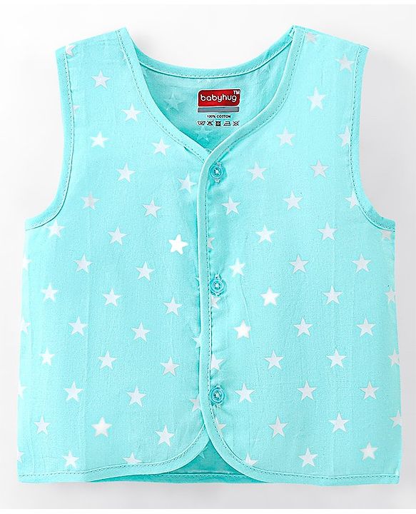 Babyhug 100% Cotton Woven Sleeveless Jhablas Star Print Pack of 5 - Pink Green & Blue