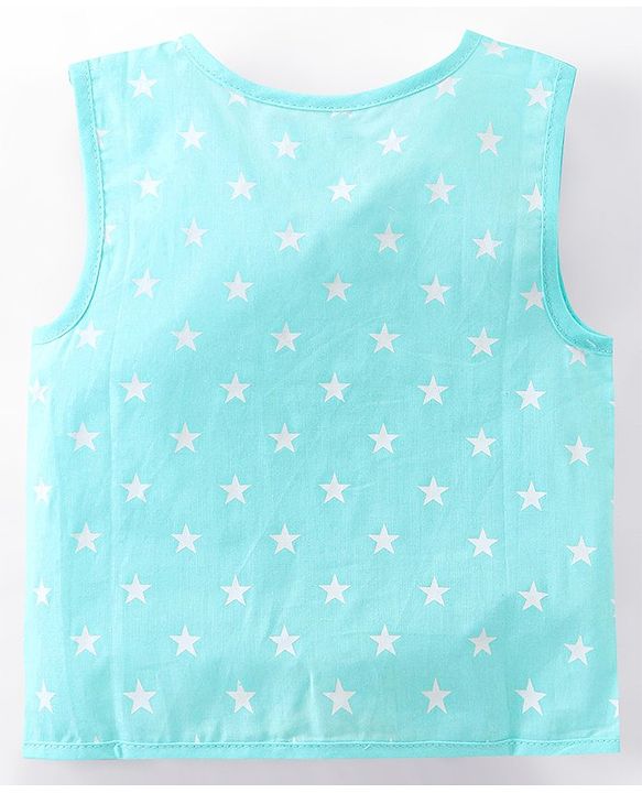 Babyhug 100% Cotton Woven Sleeveless Jhablas Star Print Pack of 5 - Pink Green & Blue