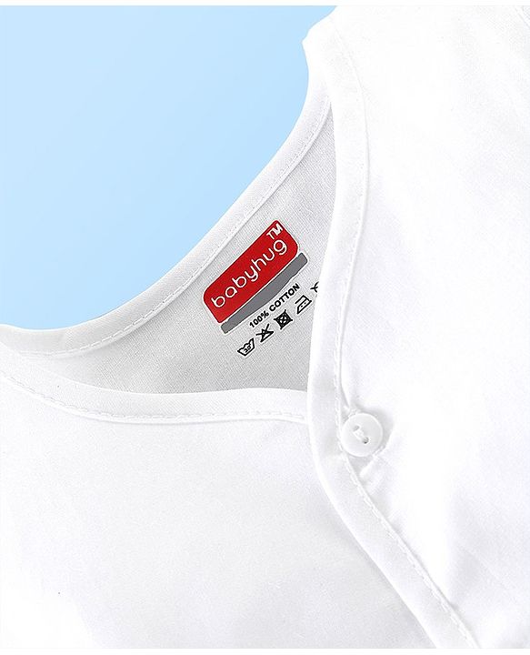 Babyhug 100% Cotton Sleeveless Front Open Jhabla Pack of 5 - White