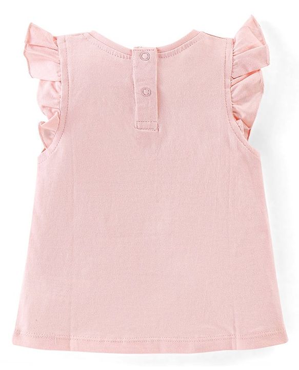Babyhug 100% Cotton Half Sleeves Tee With Floral Graphics & Frill Detailing Pack Of 3- Peach & Purple