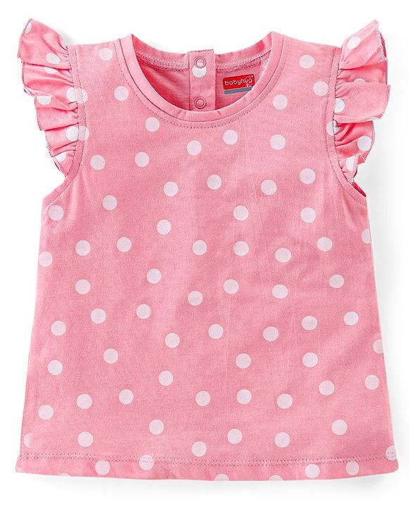 Babyhug 100% Cotton Half Sleeves Tee With Floral Graphics & Frill Detailing Pack Of 3- Peach & Purple