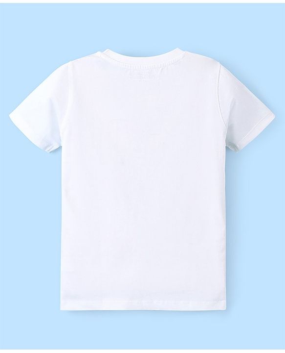 Pine Kids 100% Cotton Knit Half Sleeves Biowashed T-Shirt Miami Beach Print - Snow White