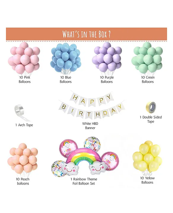 Pastel Rainbow Happy Birthday Decoration DIY Combo Set of 63 Online in  India, Buy at Best Price from  - 13729085