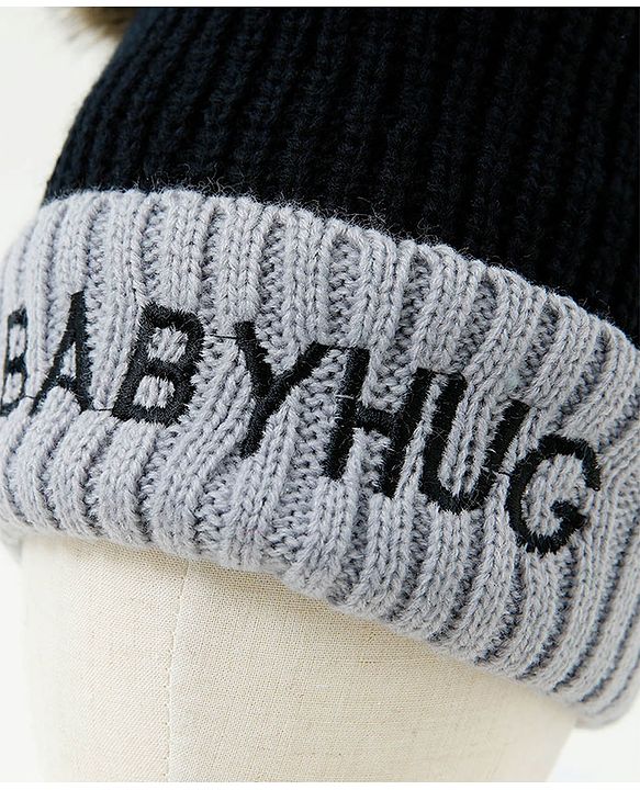 Babyhug Pom Pom Woollen Cap Large Size - Black