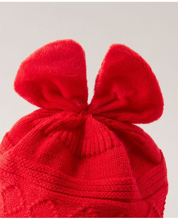 Babyhug Woollen Cap Bow Applique Small Size - Red