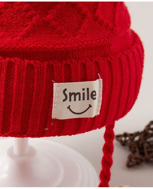 Babyhug Woollen Cap Bow Applique Small Size - Red