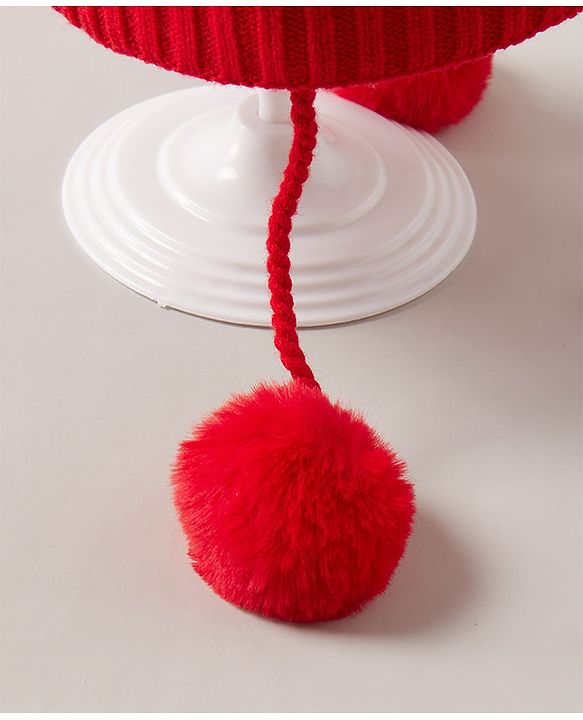 Babyhug Woollen Cap Bow Applique Small Size - Red
