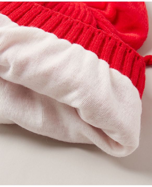 Babyhug Woollen Cap Bow Applique Small Size - Red