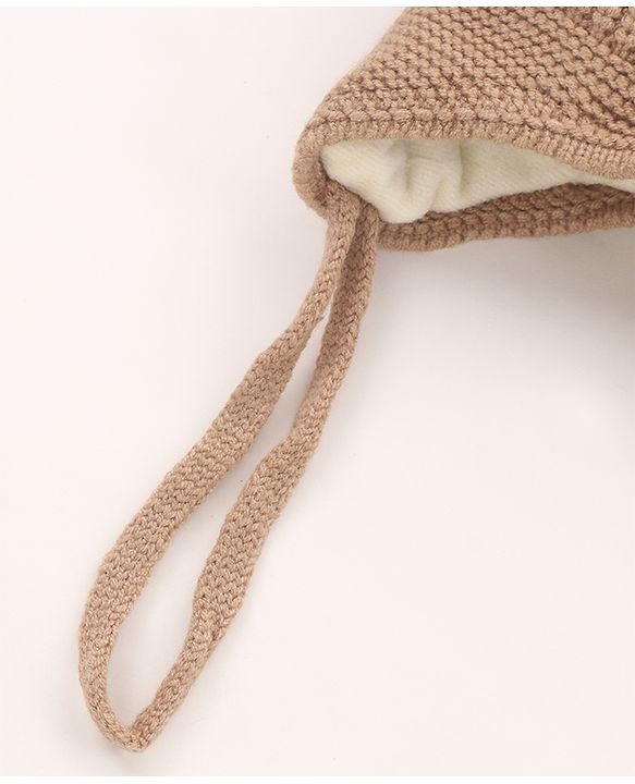 Babyhug  Pom Pom  Woollen Cap Bear Design Small Size - Brown