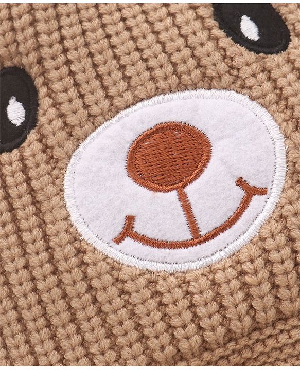 Babyhug  Pom Pom  Woollen Cap Bear Design Small Size - Brown